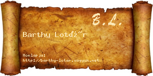 Barthy Lotár névjegykártya